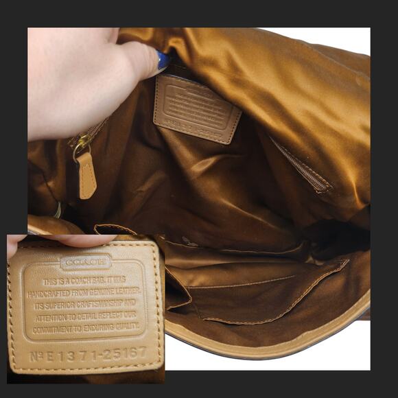 Coach Purse Handbag Leather Colorblock Tan Nude Briefcase Crossbody Flap Top - Picture 7 of 15